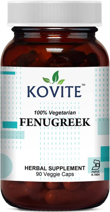 Kovite Fenugreek Capsules - 90 Vegetarian Capsules - 600 mg Organic Fenugreek Seed Powder
