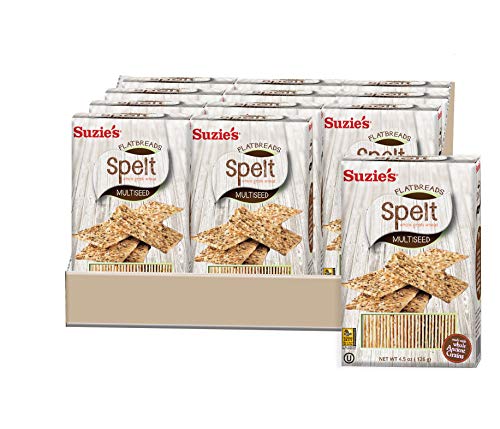 Suzies Spelt Flatbreads Low Fat Bread Cracker Multiseed Flavor - 4.5Oz Pack Of 12