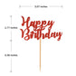 Donoter 24 Pcs Glitter Red Happy Birthday Cupcake Toppers Cake Picks For Birthday Party Decoration Supplies