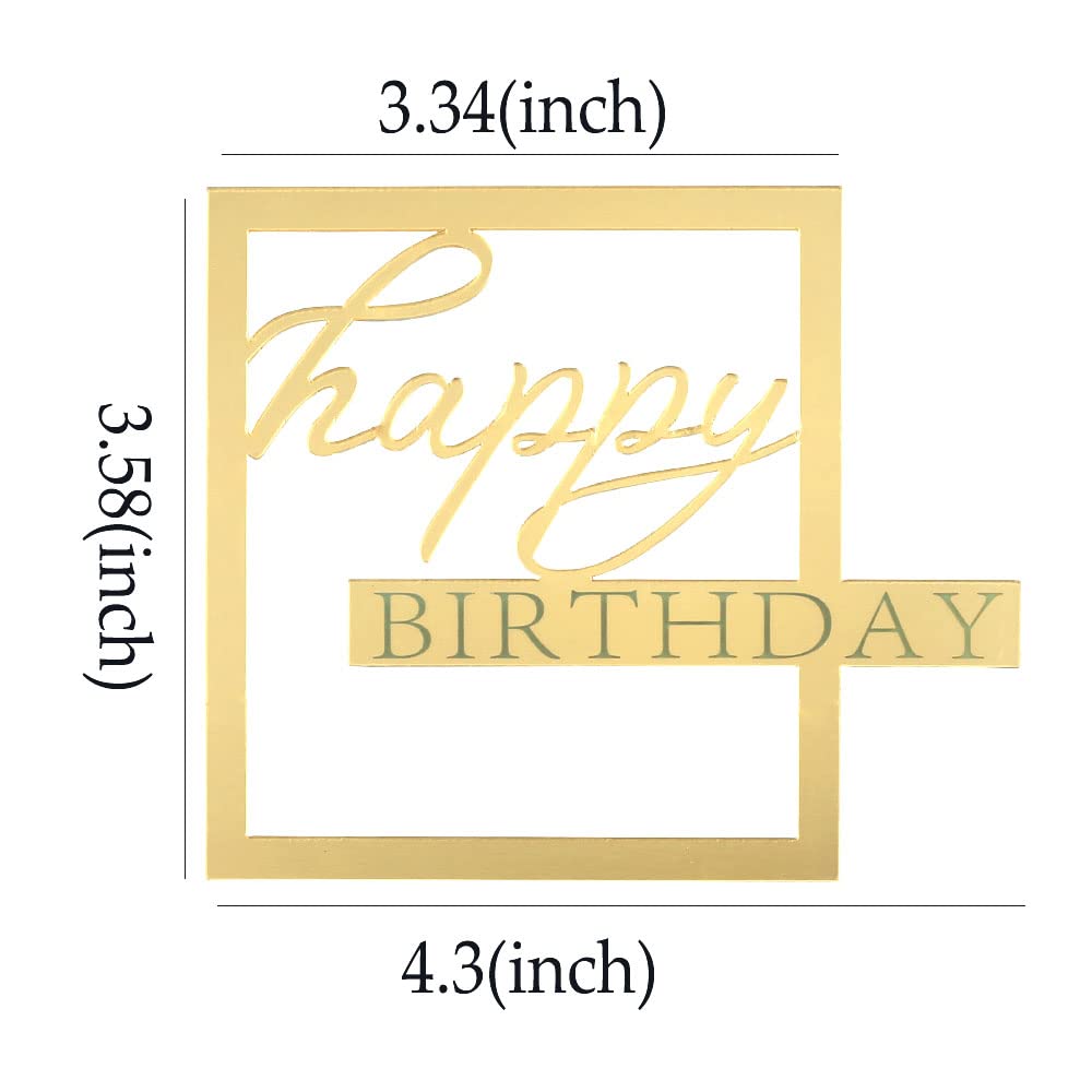 Mirror Acrylic Happy Birthday Cake Toppers Happy Birthday Cupcake Topper Hollow Frame Side Cake Topper Cake Decorations Cake Ins