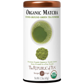 The Republic Of Tea Organic Full-Leaf Japanese Matcha Green Tea Powder, 1.5 Oz Tin  Steeps 30 Cups