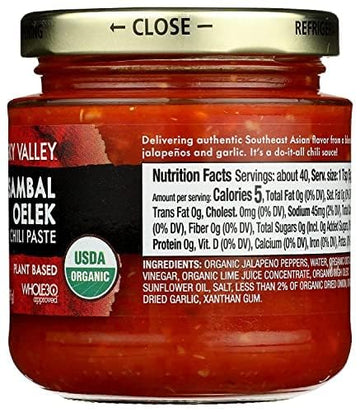 Sky Valley Sambal Oelek Chili Paste - Red Jalapenos & Garlic - 7 Oz, 2-Pack - Gluten Free, Vegan, USDA Organic, Non-GMO