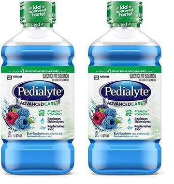 Pedialyte Advancedcare Electrolyte Solution, 1 Liter, 8 Count, With Preactiv Prebiotics, Hydration Drink, Blue Raspberry (Pack O