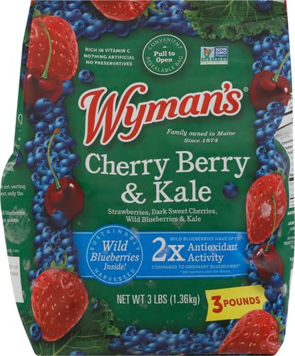 Wymans Cherry Berry & Kale, 3 lb (Pack of 1) - Strawberries, Cherries, Wild Blueberries & Kale