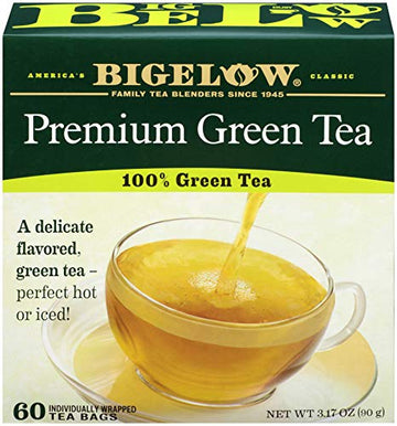 Bigelow Tea Green Tea 60 Count (Case Of 6), Total 360 Tea Bags, Premium Blend Bulk Box Green Tea, Caffeinated