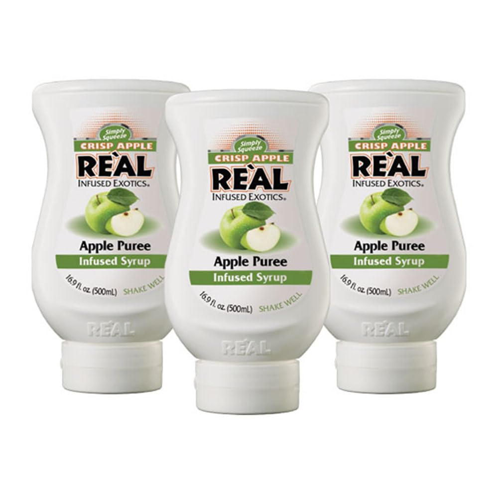 Crisp Apple Rel Infused Exotics  Apple Puree Infused Syrup  16.9 FL OZ Squeezable Bottle (Pack of 3)