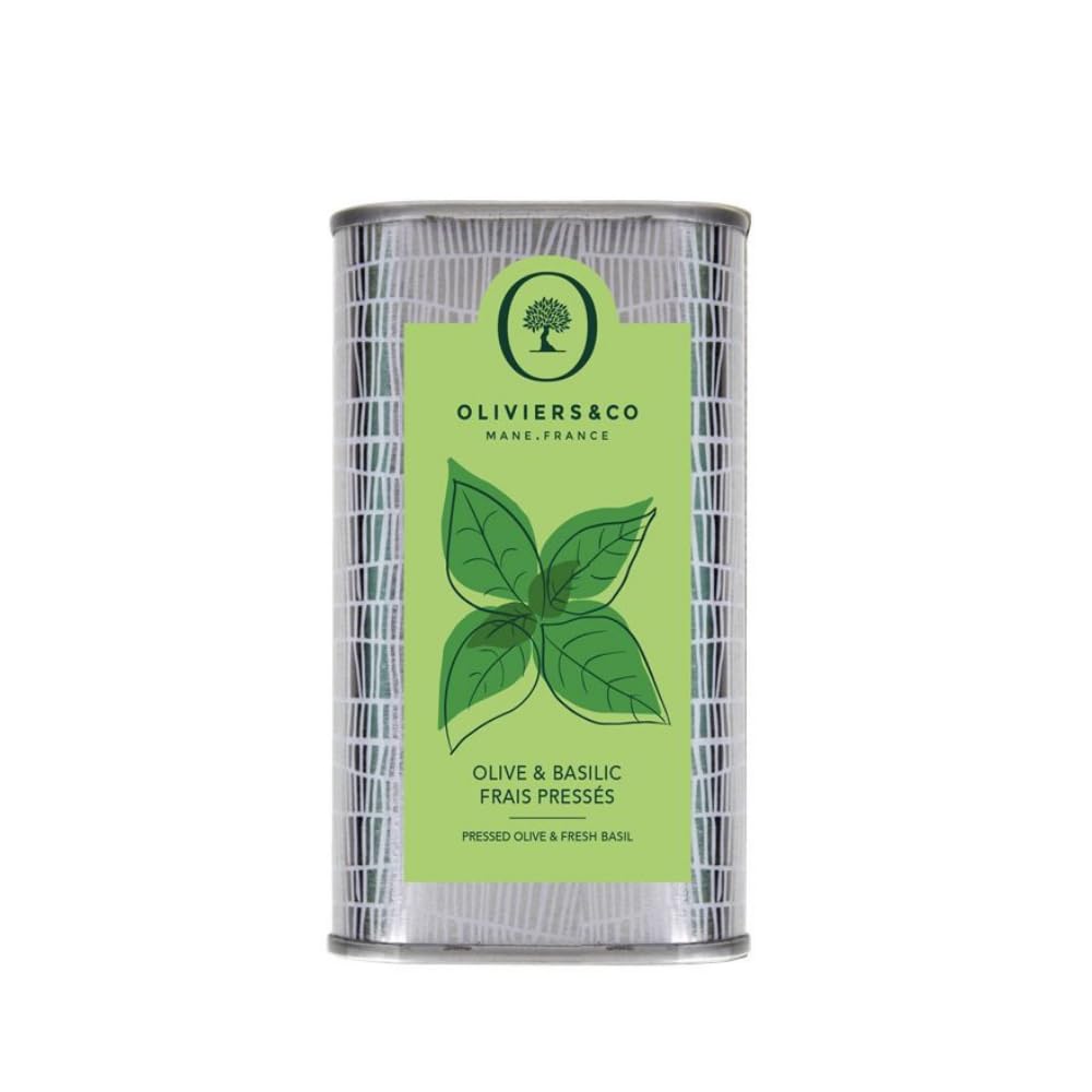 Oliviers & Co Basil Olive Oil - Cold Pressed Extra Virgin, 250 ml Can, 8.4 Fl Oz