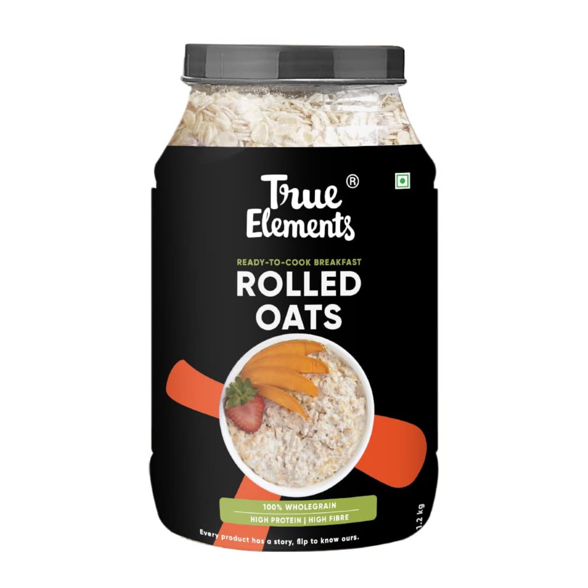 True Elements Rolled Oats 1.2 Kg - Diet Food | 100% Wholegrain Oats | Oats For Weight Management | High Fibre Breakfast | Rich I