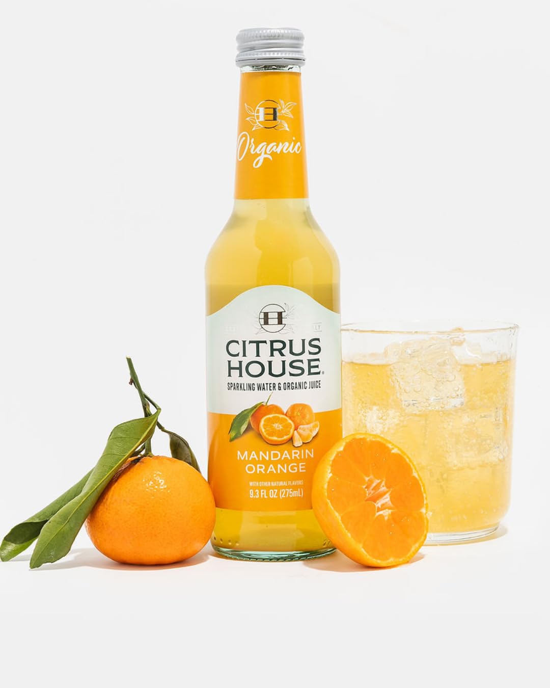 Citrus House Organic Sparkling Juice  Mandarin Orange  Modern Italian Soda  No Added Sugar  No Preservatives  9.3 Fl Oz Glass Bottle (Pack of 12)