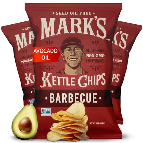 Mark’S Kettle Cooked Avocado Oil Potato Chips, Bbq – Seed Oil & Gmo Free | Barbecue, 5 Oz (Pack Of 3) | Gluten Free, Non-Gmo, Chips For Clean & Healthy Snacking