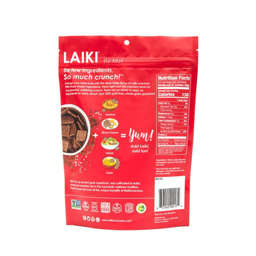 Laiki Gluten Free Rice Crackers, Red Rice, Resealable 3.53 Ounce Bag