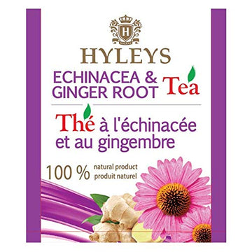 12 Pack Of Hyleys Wellness Natural Echinacea & Ginger Root Green Tea - 25 Tea Bags - (100% Natural, Sugar Free, Gluten Free And