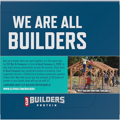 CLIF BUILDERS Protein Bars - Chocolate Mint Flavor - 20g Plant Based Protein - Gluten Free - Non-GMO - Low Glycemic - No Artificial Sweeteners - 2.4 oz. (6 Pack)