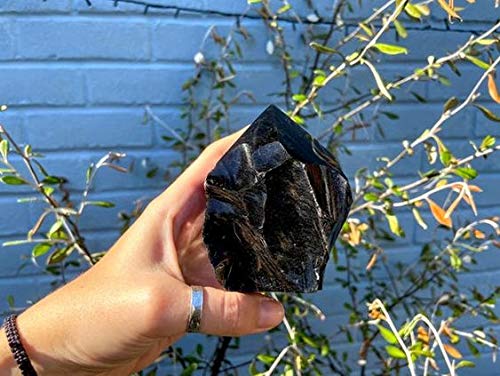 Zenkeeper 1Lb Black Obsidian Crystal Rocks Raw Stones For Tumbling, Black Obsidian Crystals Bulk Rough Gemstone For Jewelry Maki