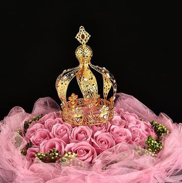 Crown Creative Metal Cake Topper Accessory Baby Shower Birthday Cake Decoration Crown For Boys & Girls Gold