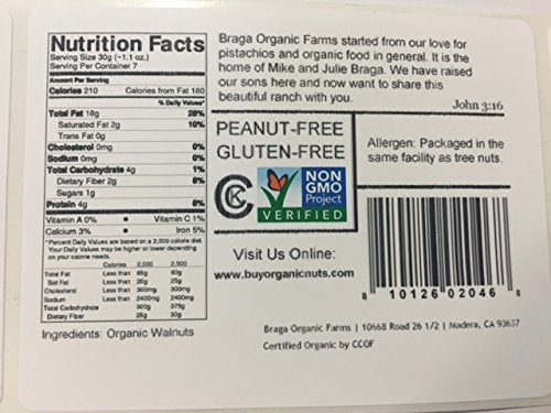 Braga Organic Farms Organic Walnuts, 2 Pound