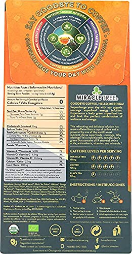 Tree Moringa Energy Tea - Orange & Passionfruit Flavor, Organic & Non-GMO, 3 Pack of 16 Pyramid Sachets