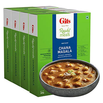 Gits Ready to Eat Chana Masala, Pure Veg, Heat and Eat,1200 g (Pack of 4 X 300g)