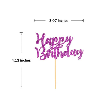 Donoter 24 Pcs Happy Birthday Cupcake Toppers Cake Picks For Birthday Party Decoration Supplies, 6 Colors