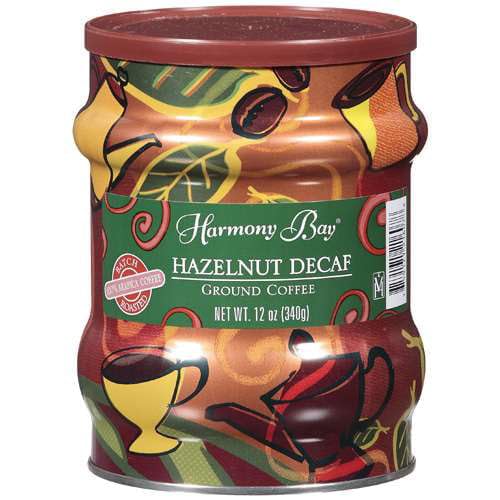 Harmony Bay Hazelnut Decaf Ground Coffee Net Wt. 12 Oz (Pack of 4)