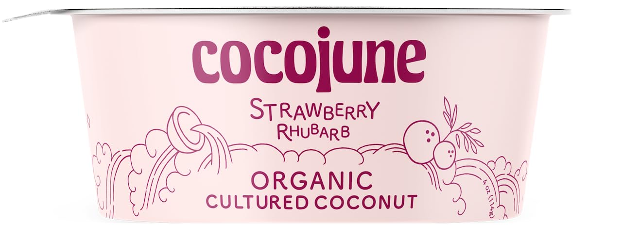 Cocojune Organic Strawberry & Rhubarb, Pink, 4 Ounce (Pack of 1)