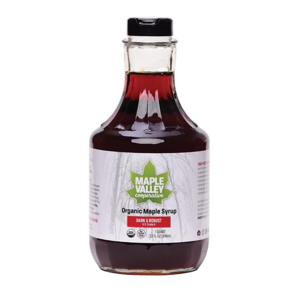 Maple Valley 32 Oz. Organic Maple Syrup - Grade A Dark & Robust In Glass Decanter