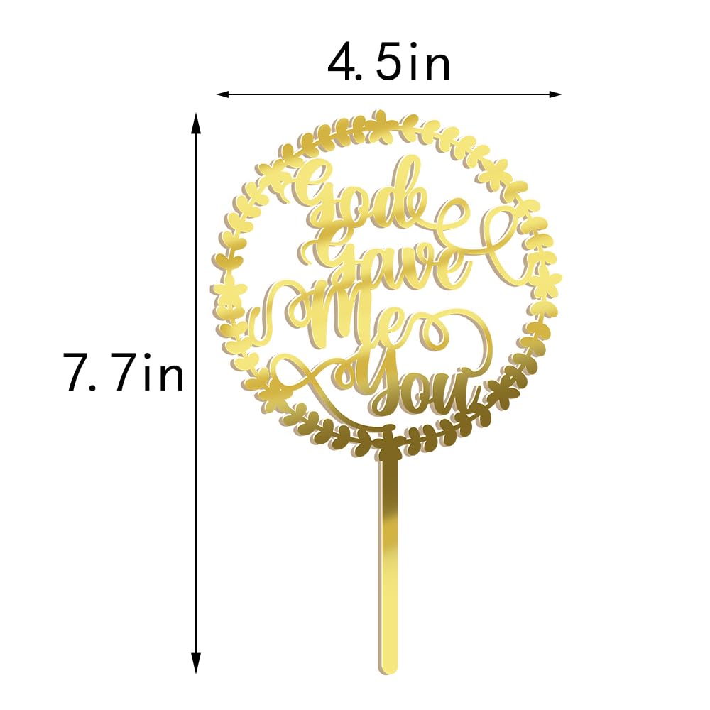 Qertesl God Gave Me You Wedding Cake Topper With Glitter Ring Bridal Shower Cake Pick Decorations, Engagement Theme, For Wedding