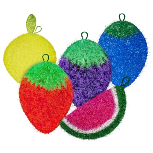 Dish Scrubbie Durable Dish Scrubber (5 Pc) - Long Lasting, Non-Scratch, Odorless And Reusable Kitchen Scrubber - All Purpose Scr