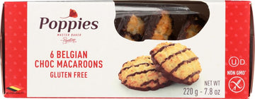 Poppies Belgium Macaroons Gluten Free Chocolate -- 6 Cookies ( Pack Of 6 Boxes)