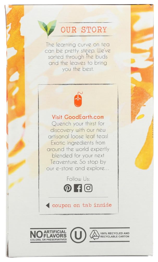 Good Earth Tea Co. Organic Sweet and Spicy Herbal Tea, Caffeine Free, 18 Count (Pack of 4)