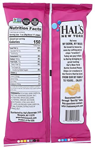 Hal'S New York Kettle Chips, Sweet Chili Kettle Cooked Potato Chips, No Artificial Colors Or Flavors, Kosher, Gluten Free & Non-
