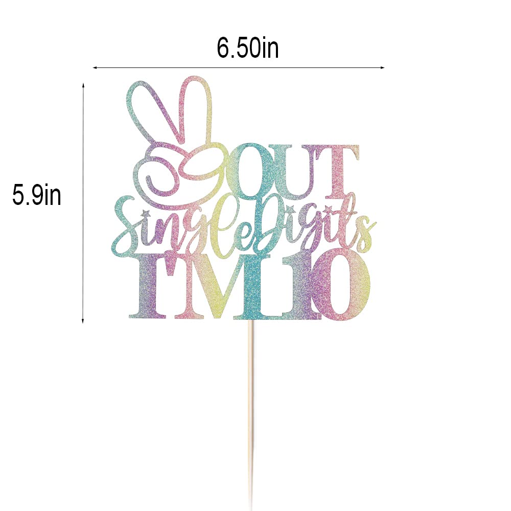 Kaoenla Out Single Digits I'M 10 Cake Topper -Colour Glitter Double Digit 10, Boys And Girls Happy 10Th Birthday Party Decoratio