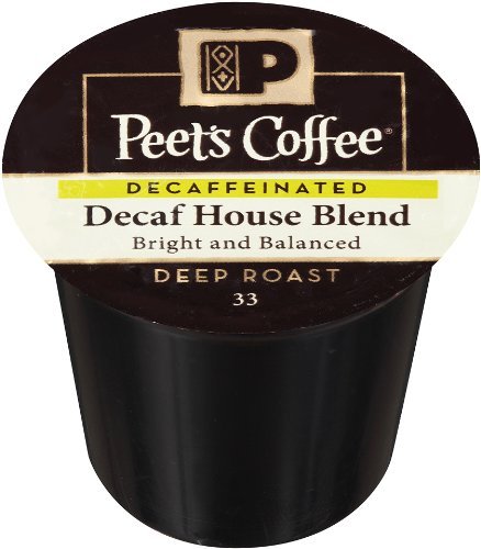 Peets Coffee Dark Roast Decaffeinated K-Cup Pods, 96 Count (4 Boxes of 24), Decaf House Blend, Model 515045