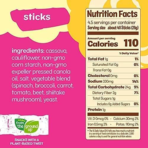 REAL FOOD FROM THE GROUND UP Vegan Cauliflower Pretzels, Gluten Free, Non-GMO, 4.5 oz (Pack of 6), Sticks