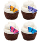 Pink, Yellow, Blue, And Purple Butterfly Edible Sugar Cake Toppers, 12 Count