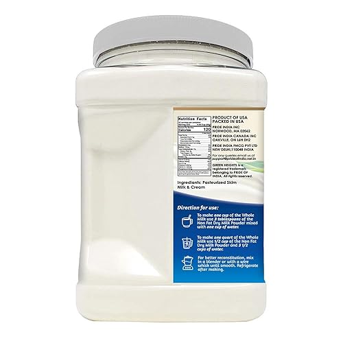 Non Fat Dry Milk Powder - 3 Pounds / 1.36 Kilo Jar (42+ Servings) - Proudly Made In America - Healthy Nourishing Essentials By G