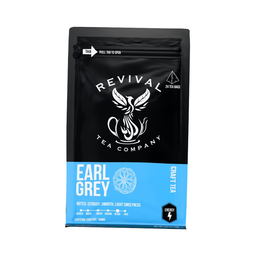 REVIVAL TEA COMPANY Earl Grey Tea - Black Tea Blend with Bergamot and Cornflower Petals - Loose Leaf 6 Ounces