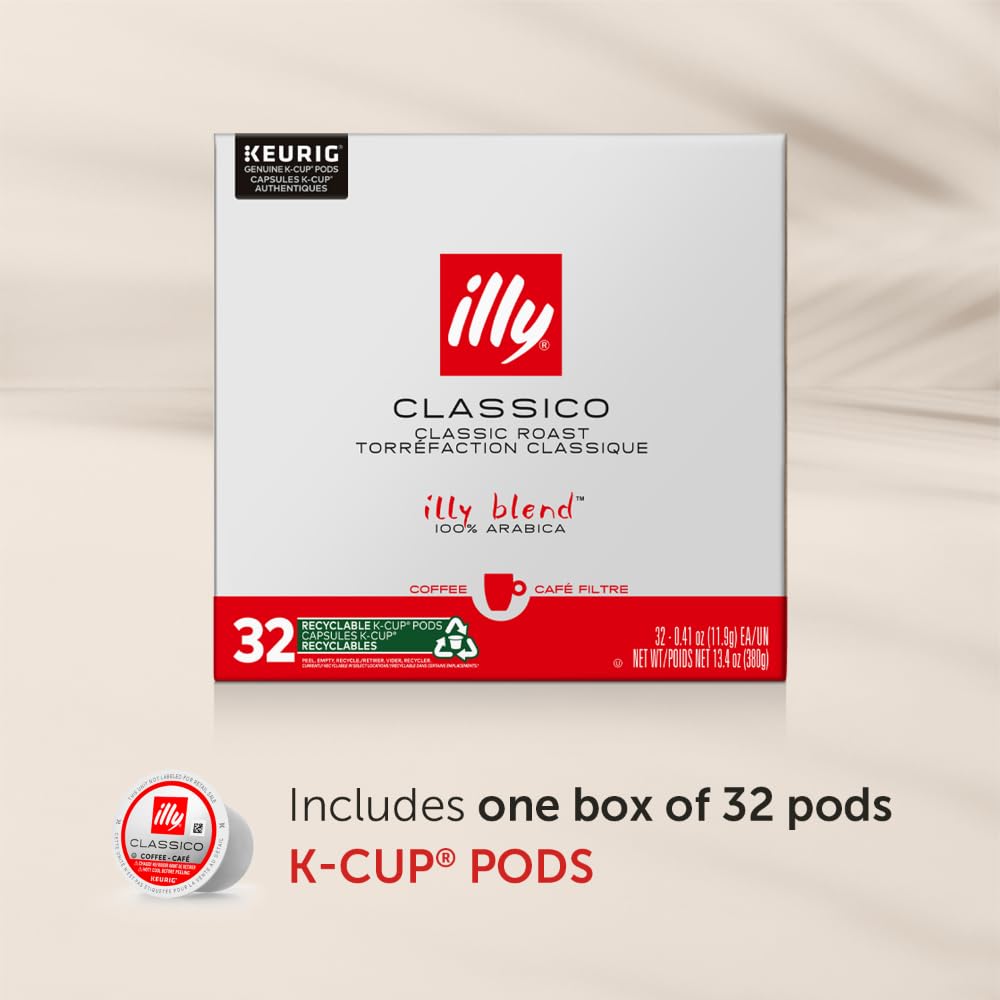 Illy Classico Roast Coffee Pods For Keurig - Caramel, Orange Blossom & Jasmine Flavors - 32 Count