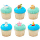 Sea Friends - Hermit Crab, Starfish, Pufferfish, Stingray, And Jellyfish Edible Sugar Cake Toppers, 12 Count