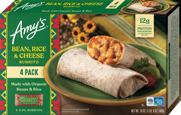 Amys Burrito, Made with Organic Bean, Cheese & Rice - 6.0 oz (Pack of 4)