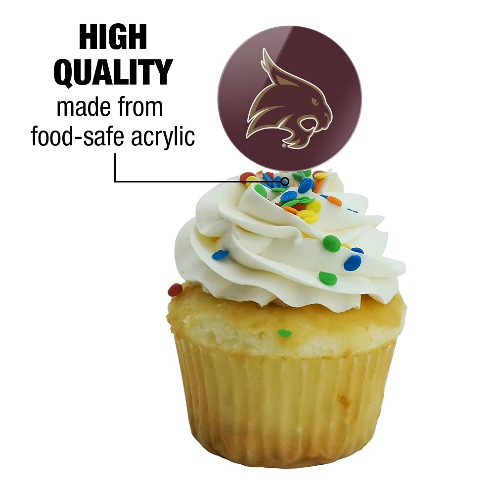 GRAPHICS & MORE Cupcake Picks Set of 6, Texas State University, Multi Color, Acrylic, One Size