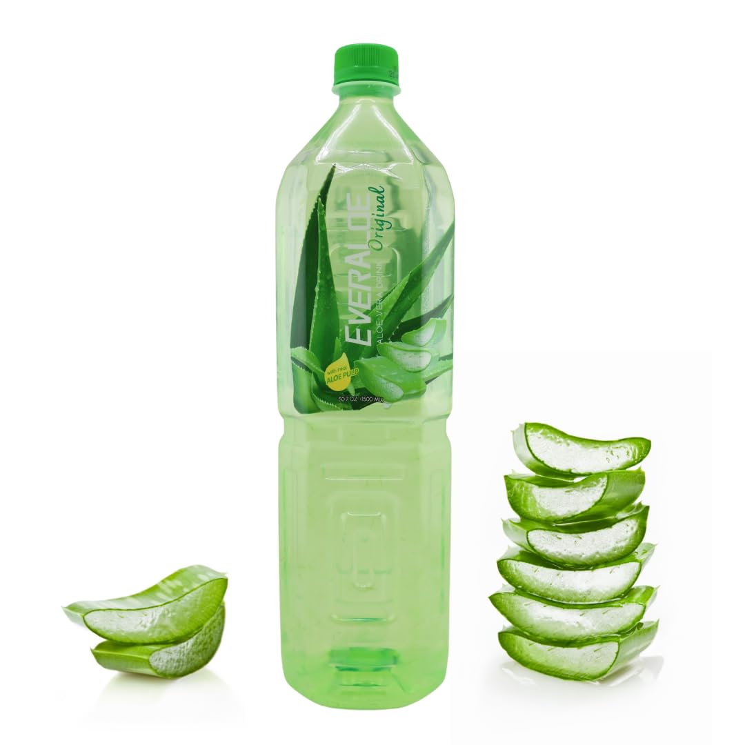 (Pack Of 1) Everaloe Original Aloe Vera Drink || Real Aloe Pulp || Vegan || Gluten Free || Aloe Vera Juice