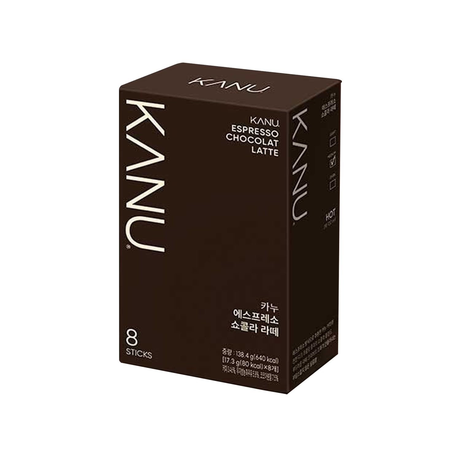 Maxim KANU ESPRESSO CHOCOLAT LATTE Instant Mixed Coffee Sticks (0.6 oz x 8 Sticks) Medium Roasting with Dark Chocolate Flavor