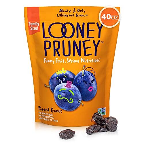 Looney Pruney Pitted Dried Prunes for the Entire Family  Always california-grown  Kosher  No Added Sugar & No Preservatives (40