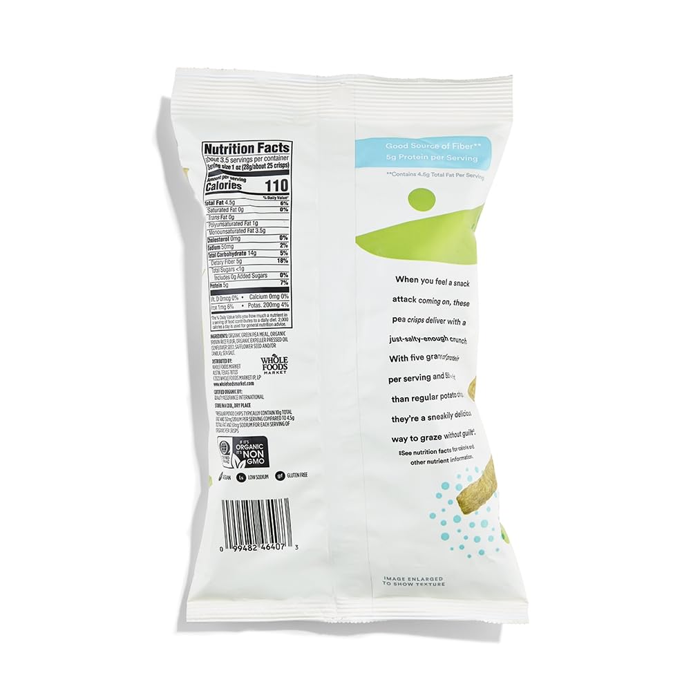 365 By Whole Foods Market, Crisp Pea Lightly Salted Organic, 3.3 Ounce