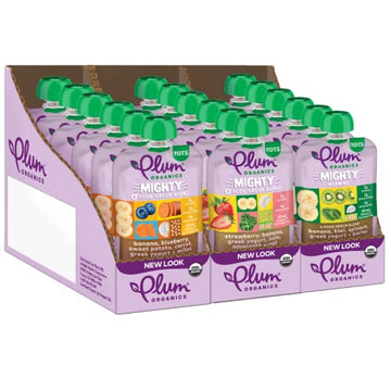 Plum Organics Mighty Food Group Blend Organic Baby Food Meals [12+ Months] Variety Pack 4 Ounce Pouch (Pack Of 18) Packaging May