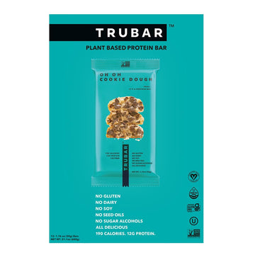 TRUWOMEN Plant Fueled Protein Bars, Oh Oh Cookie Dough (12 Count) | Non-GMO, Vegan, Gluten Free, Kosher, Soy Free, Dairy Free, Healthy Snack Bar, Natural Ingredients | 12g Protein, Pack of 12