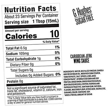 G HUGHES Sugar Free Caribbean Jerk Wing Sauce - Gluten-Free, Low Carb, Vegan, 3 Pack