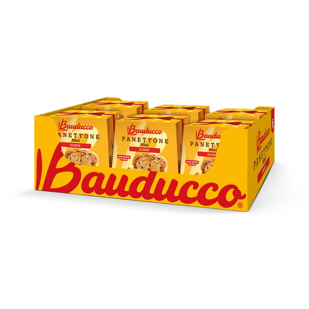 Bauducco Mini Panettone Classic, Moist & Fresh, Traditional Italian Recipe, Holiday Cake, 16.8Oz (Pack Of 6)