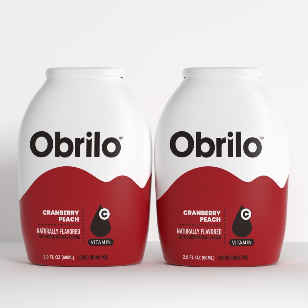 Obrilo Water Enhancer Liquid Flavoring Drops, Zero Sugar, Naturally Flavored, 2 Fl Oz (Pack of 2), Cranberry Peach